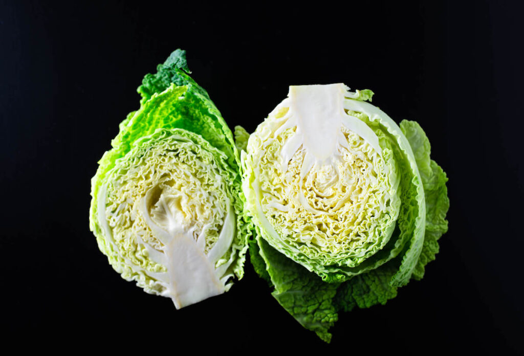 Savoy cabbage halves