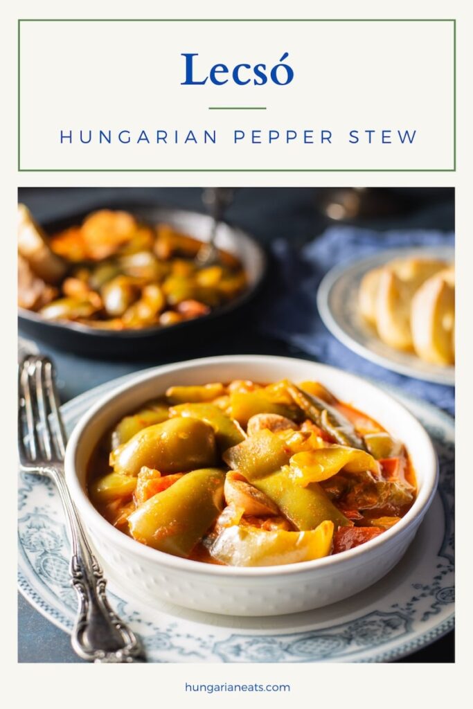 pepper tomato stew in a bowl with fork and bread slices